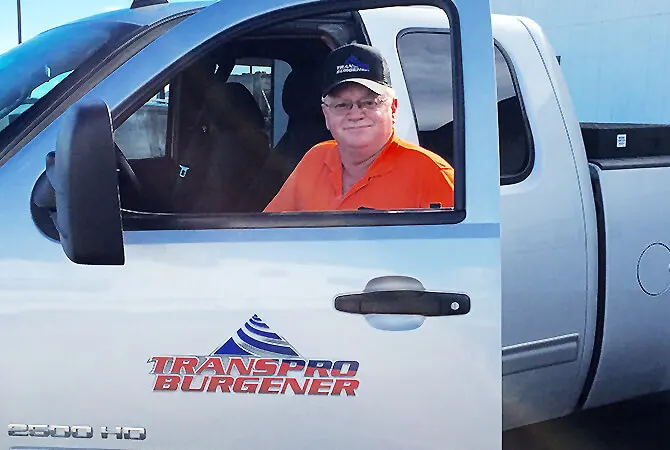 TransPro site supervisor in a pickup